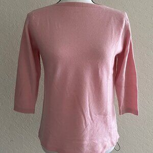 Scots Regal Cashmere Sweater 36 S Pink Top Boat Neck 3/4 Sleeves
